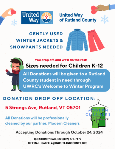 Gently used winter jackets and snowpants needed